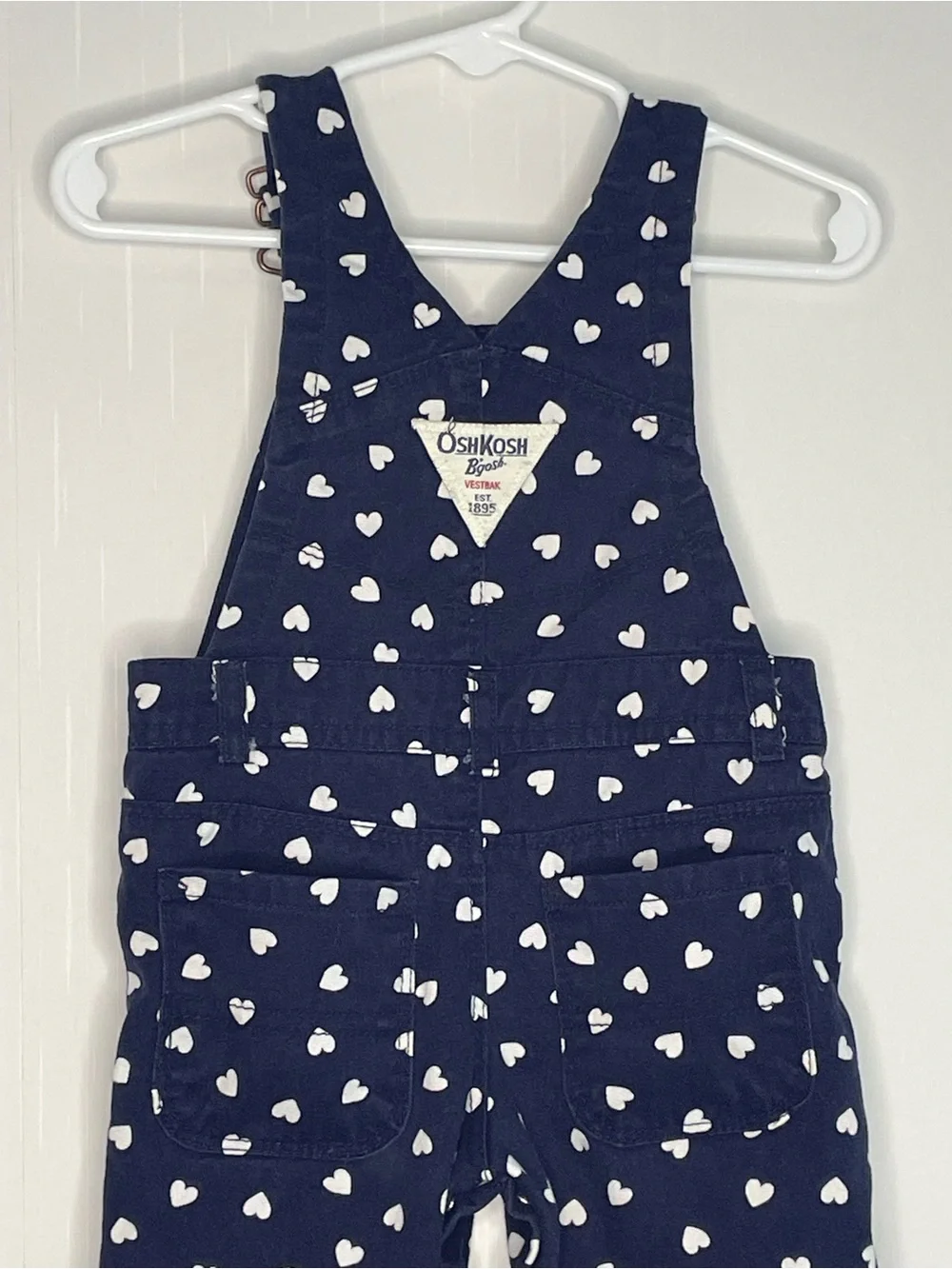 OshKosh B'gosh Navy Overalls with White Heart Print 9M